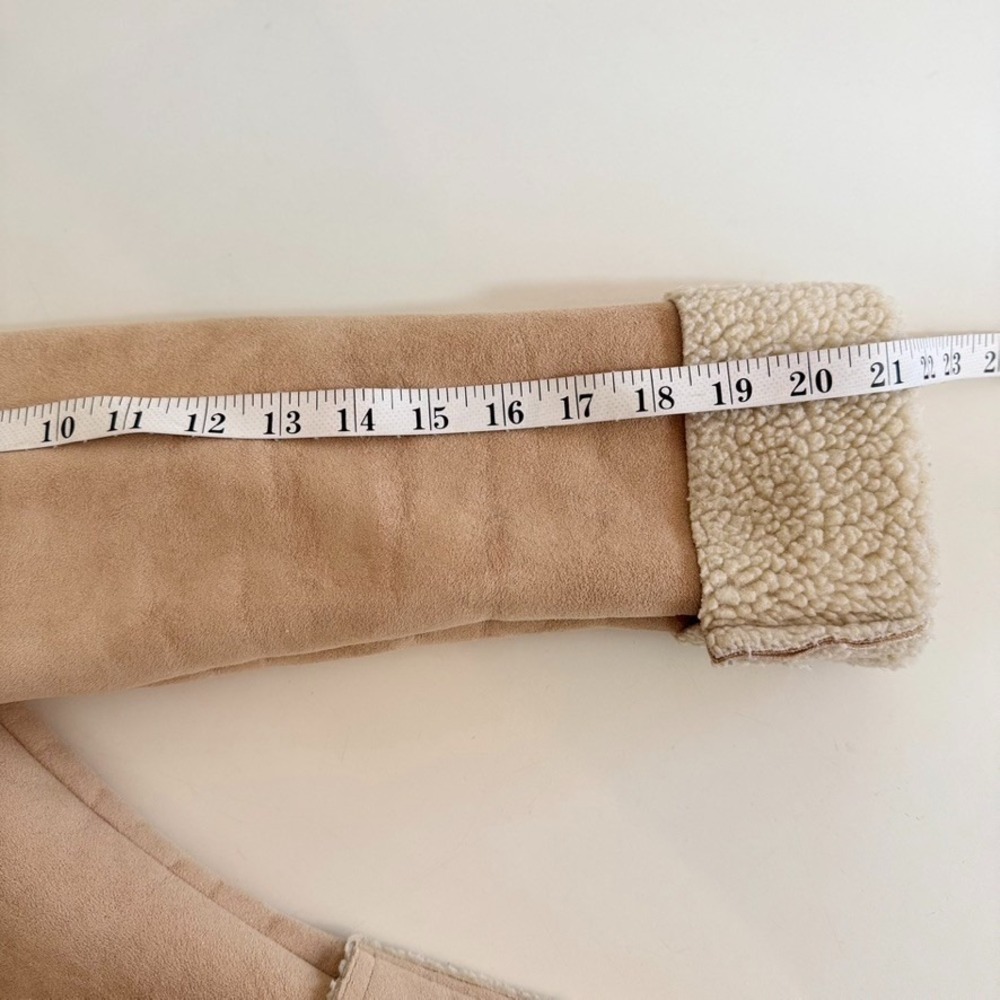 Vintage Faux Shearling Sherpa Lined Coat Womens M Beige Tan Lined Winter Jacket - Picture 9 of 12